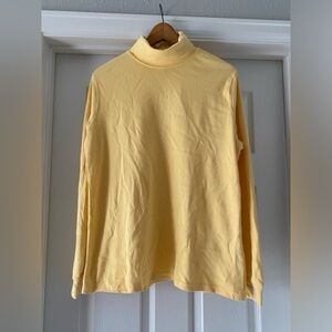 LL BEAN Butter Yellow Pima Cotton Turtleneck Size Large Tall